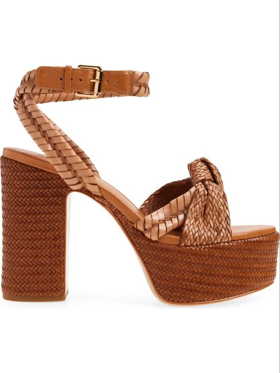 SCHUTZ Shoes - Schutz Khari Chunky Platform Sandals Size 6.5 Brown Woven Block Heel NEW